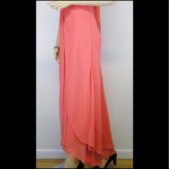 BCBGMaxAzria ORANGE SILK SEQUIN HALTER MAXI DRESS - Picture 6 of 9